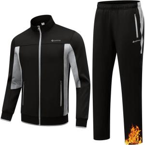 imageTBMPOY Mens Fleece Lined Tracksuits Sweatsuits 2 Piece Sets Winter Jogging Track Sweat Suits Thermal Casual OutfitsBlackLight Grey