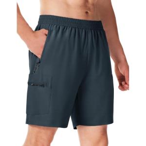 imageTBMPOY Mens Hiking Shorts 7quot Quick Dry Lightweight Cargo Fishing Shorts with Zipper Pockets Elastic Waist Drawstring WalkingCool Grey