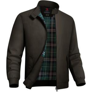 imageTBMPOY Mens Lightweight Cotton Jackets Golf Full Zip Windbreaker Spring Fall Stylish Casual Jackets Work bomberBrown