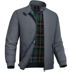 imageTBMPOY Mens Lightweight Cotton Jackets Golf Full Zip Windbreaker Spring Fall Stylish Casual Jackets Work bomberDark Grey