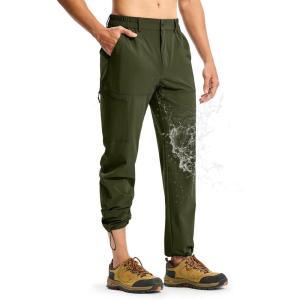imageTBMPOY Mens Lightweight Hiking Pants Quick Dry 4 Pockets Stretch Water Resistant Travel Fishing Convertible Zip Cargo JoggerArmy Green