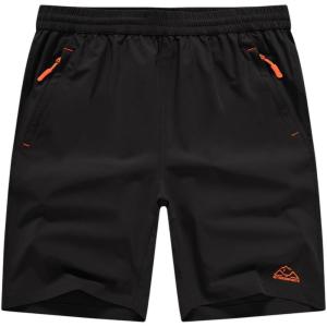 imageTBMPOY Mens Shorts 9quot Hiking Running Shorts Zipper Pockets Athletic Outdoor Sports Gym Workout Short 4 PocketsBlack
