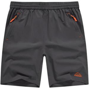 imageTBMPOY Mens Shorts 9quot Hiking Running Shorts Zipper Pockets Athletic Outdoor Sports Gym Workout Short 4 PocketsDark Grey
