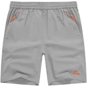 imageTBMPOY Mens Shorts 9quot Hiking Running Shorts Zipper Pockets Athletic Outdoor Sports Gym Workout Short 4 PocketsLight Grey