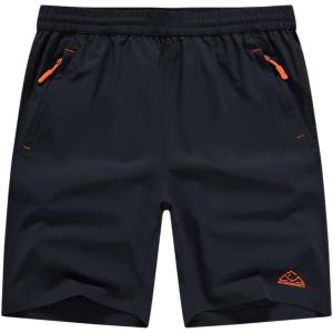imageTBMPOY Mens Shorts 9quot Hiking Running Shorts Zipper Pockets Athletic Outdoor Sports Gym Workout Short 4 PocketsNavy