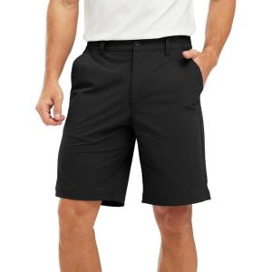imageTBMPOY Mens Shorts Golf 9quot Casual Elastic Waist Quick Dry Flat Front Travel Shorts with 5 PocketsBlack