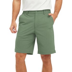 imageTBMPOY Mens Shorts Golf 9quot Casual Elastic Waist Quick Dry Flat Front Travel Shorts with 5 PocketsLight Army