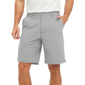 imageTBMPOY Mens Shorts Golf 9quot Casual Elastic Waist Quick Dry Flat Front Travel Shorts with 5 PocketsLight Grey