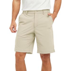imageTBMPOY Mens Shorts Golf 9quot Casual Elastic Waist Quick Dry Flat Front Travel Shorts with 5 PocketsLight Khaki
