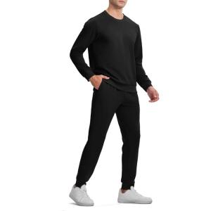 imageTBMPOY Mens Sweatsuits 2 Piece Set Tracksuits Jogging Outfits Long Sleeve Tops Jogger Pants Sweat Track Suits Casual AthleticBlack