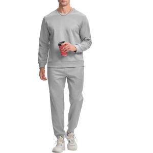 imageTBMPOY Mens Sweatsuits 2 Piece Set Tracksuits Jogging Outfits Long Sleeve Tops Jogger Pants Sweat Track Suits Casual AthleticLight Grey