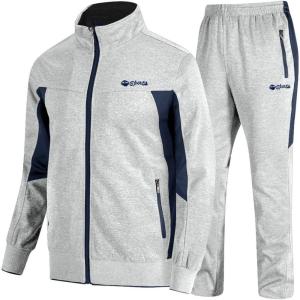 imageTBMPOY Mens Tracksuits Sweatsuits for Men Sweat Track Suits 2 Piece Casual Athletic Jogging Warm Up Full Zip Sets01 Grey