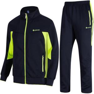 imageTBMPOY Mens Tracksuits Sweatsuits for Men Sweat Track Suits 2 Piece Casual Athletic Jogging Warm Up Full Zip Sets01 Navyfluorescent Green