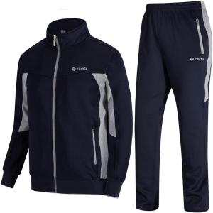 imageTBMPOY Mens Tracksuits Sweatsuits for Men Sweat Track Suits 2 Piece Casual Athletic Jogging Warm Up Full Zip Sets01 Navygrey