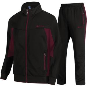 imageTBMPOY Mens Tracksuits Sweatsuits for Men Sweat Track Suits 2 Piece Casual Athletic Jogging Warm Up Full Zip Sets03 Blackwine Red