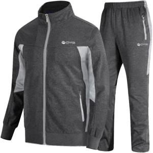 imageTBMPOY Mens Tracksuits Sweatsuits for Men Sweat Track Suits 2 Piece Casual Athletic Jogging Warm Up Full Zip Sets03 Dark Greylight Grey