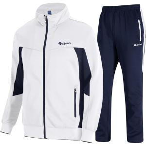 imageTBMPOY Mens Tracksuits Sweatsuits for Men Sweat Track Suits 2 Piece Casual Athletic Jogging Warm Up Full Zip Sets03 Whitedarl Blue