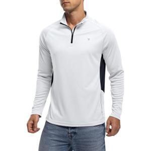 imageTBMPOY Mens UPF 50 Long Sleeve Shirts Pullover Sun Protection Rash Guard Fishing Golf Hiking Running 14 Zip T Shirt