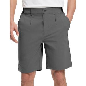 imageTBMPOY Mens Work Dress Shorts Golf Stretch Waistband Summer Pleated Casual Business Dressy Short for Men with PocketsDark Grey