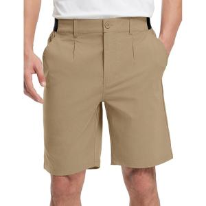 imageTBMPOY Mens Work Dress Shorts Golf Stretch Waistband Summer Pleated Casual Business Dressy Short for Men with PocketsKhaki