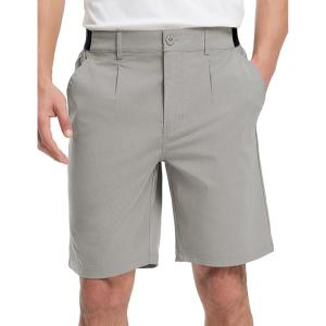 imageTBMPOY Mens Work Dress Shorts Golf Stretch Waistband Summer Pleated Casual Business Dressy Short for Men with PocketsLight Grey