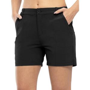 imageTBMPOY Womens 5 Golf Hiking Shorts Quick Dry with 5 Pockets Stretch Athletic Casual Summer Trip Water Resistant Black L