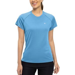 imageTBMPOY Womens Dry Fit Workout Shirts Short Sleeve Athletic Moisture Wicking TShirts UPF 50 Running Gym Active Tops Azure L