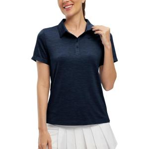 imageTBMPOY Womens Golf Polo Shirts Short Sleeve UPF 50 Dry Fit Athletic Tennis TShirts Zip Up Athletic Sports ShirtButton Navy Blue