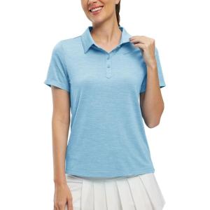 imageTBMPOY Womens Golf Polo Shirts Short Sleeve UPF 50 Dry Fit Athletic Tennis TShirts Zip Up Athletic Sports ShirtButton Sky Blue