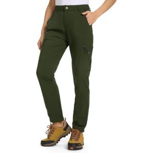 imageTBMPOY Womens Hiking Cargo Pants Lightweight Water Resistant Quick Dry Fishing Camping Travel Work Pant with 6 PocketsArmy Green