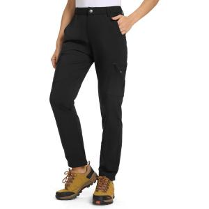 imageTBMPOY Womens Hiking Cargo Pants Lightweight Water Resistant Quick Dry Fishing Camping Travel Work Pant with 6 PocketsBlack