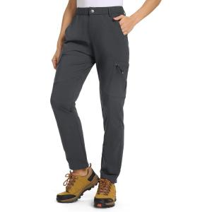 imageTBMPOY Womens Hiking Cargo Pants Lightweight Water Resistant Quick Dry Fishing Camping Travel Work Pant with 6 PocketsDark Grey
