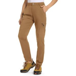 imageTBMPOY Womens Hiking Cargo Pants Lightweight Water Resistant Quick Dry Fishing Camping Travel Work Pant with 6 PocketsLight Brown