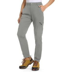 imageTBMPOY Womens Hiking Cargo Pants Lightweight Water Resistant Quick Dry Fishing Camping Travel Work Pant with 6 PocketsMedium Grey