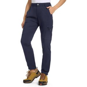 imageTBMPOY Womens Hiking Cargo Pants Lightweight Water Resistant Quick Dry Fishing Camping Travel Work Pant with 6 PocketsNavy