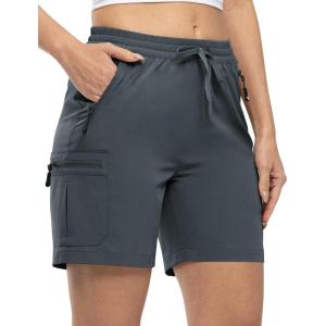 imageTBMPOY Womens Hiking Cargo Shorts Lightweight Quick Dry Athletic Summer Shorts Golf Travel Camping with Zipper PocketsCool Gray