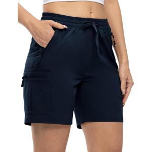 imageTBMPOY Womens Hiking Cargo Shorts Lightweight Quick Dry Athletic Summer Shorts Golf Travel Camping with Zipper PocketsNavy Blue