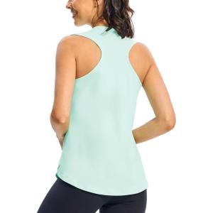 imageTBMPOY Womens Workout Tank Tops High Crew Neck Racerback Lightweight Muscle Dry Fit Tennis Sleeveless Athletic Running YogaLight Blue