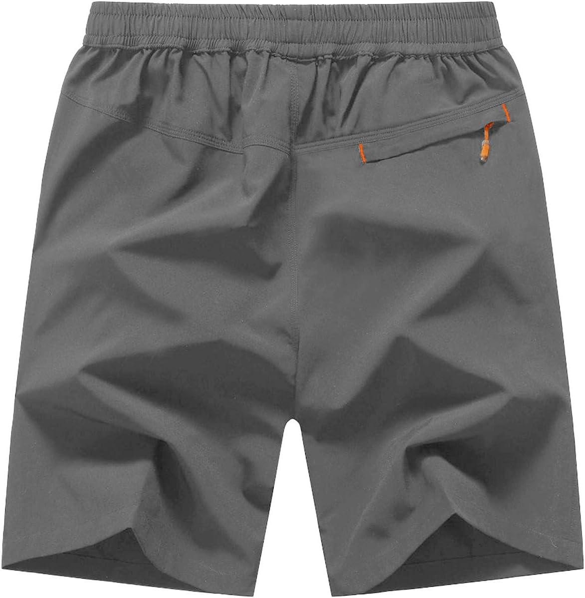 imageTBMPOY Mens 7quot Running Hiking Shorts Quick Dry Athletic Gym Outdoor Sports Workout Short 3 Zipper PocketsA20steel Gray