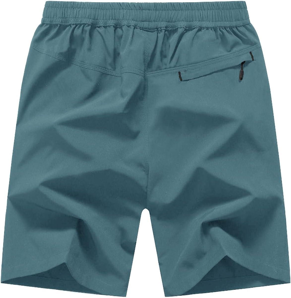 imageTBMPOY Mens 7quot Running Hiking Shorts Quick Dry Athletic Gym Outdoor Sports Workout Short 3 Zipper PocketsA21dusty Blue