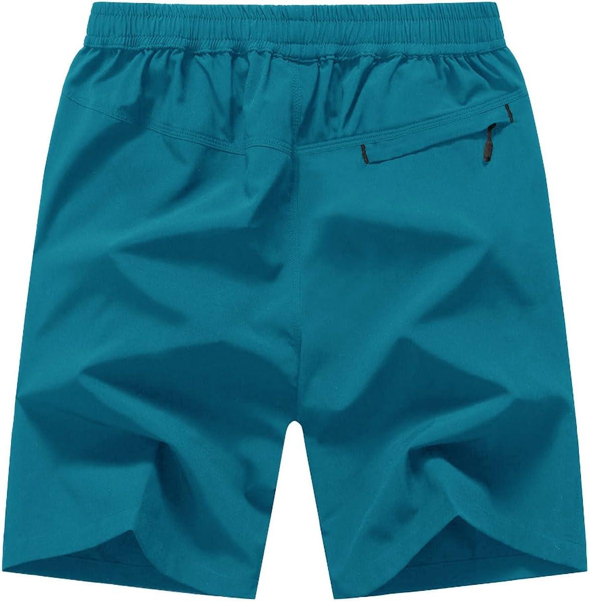 imageTBMPOY Mens 7quot Running Hiking Shorts Quick Dry Athletic Gym Outdoor Sports Workout Short 3 Zipper PocketsA23indigo