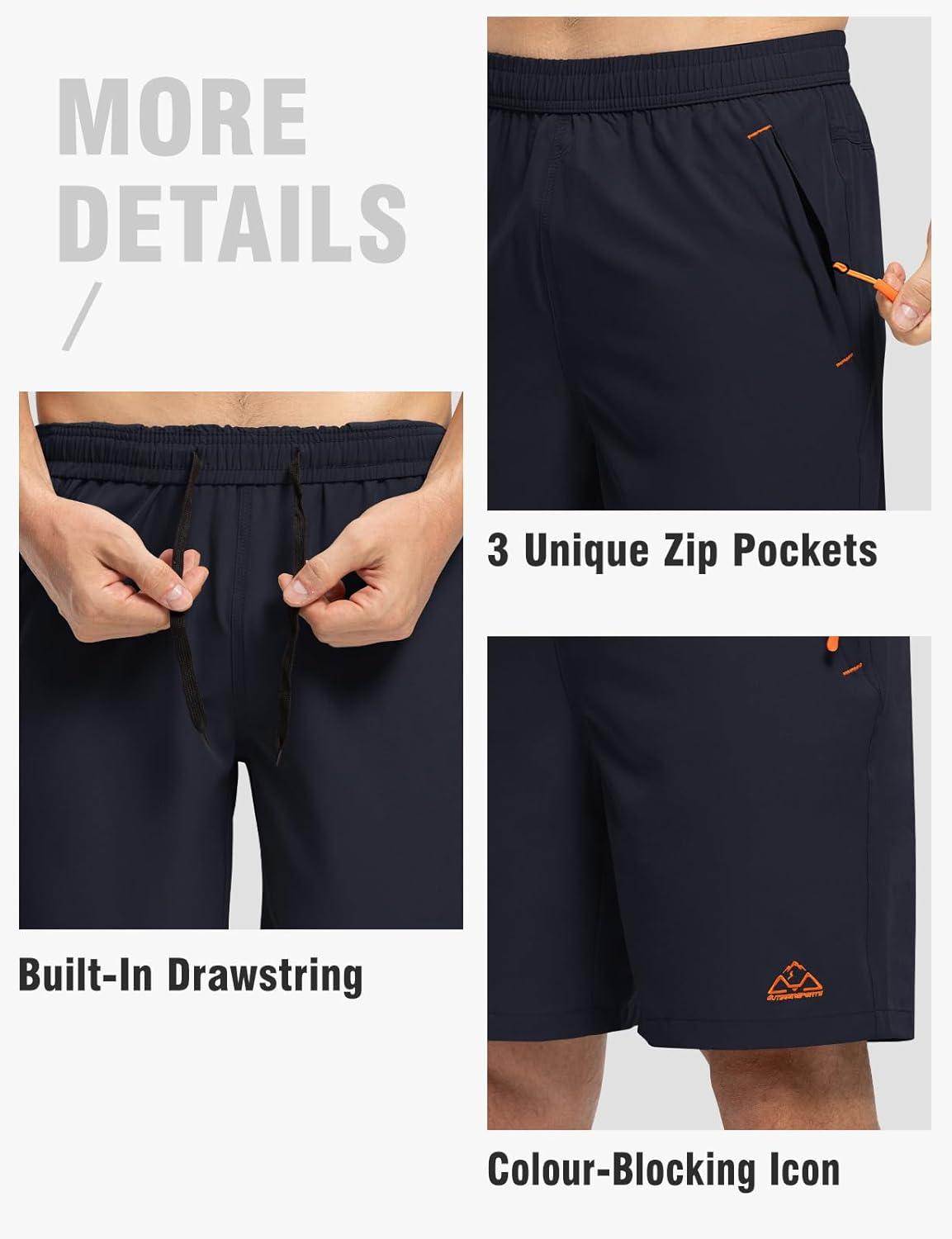 imageTBMPOY Mens 7quot Running Hiking Shorts Quick Dry Athletic Gym Outdoor Sports Workout Short 3 Zipper PocketsA27dark BlueRed