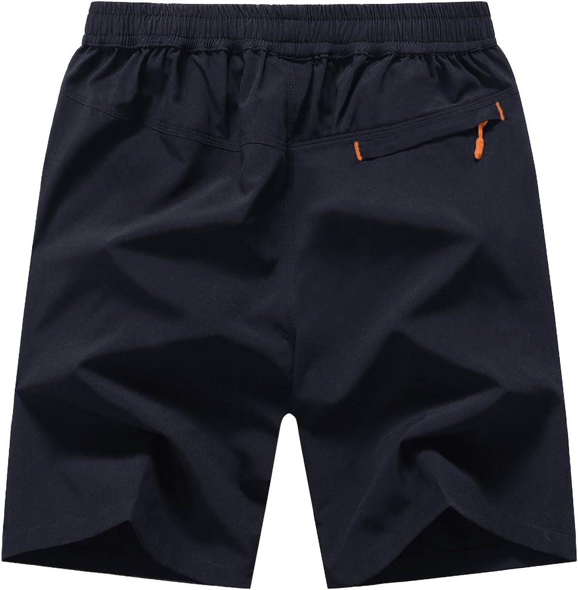 imageTBMPOY Mens 7quot Running Hiking Shorts Quick Dry Athletic Gym Outdoor Sports Workout Short 3 Zipper PocketsA27dark BlueRed