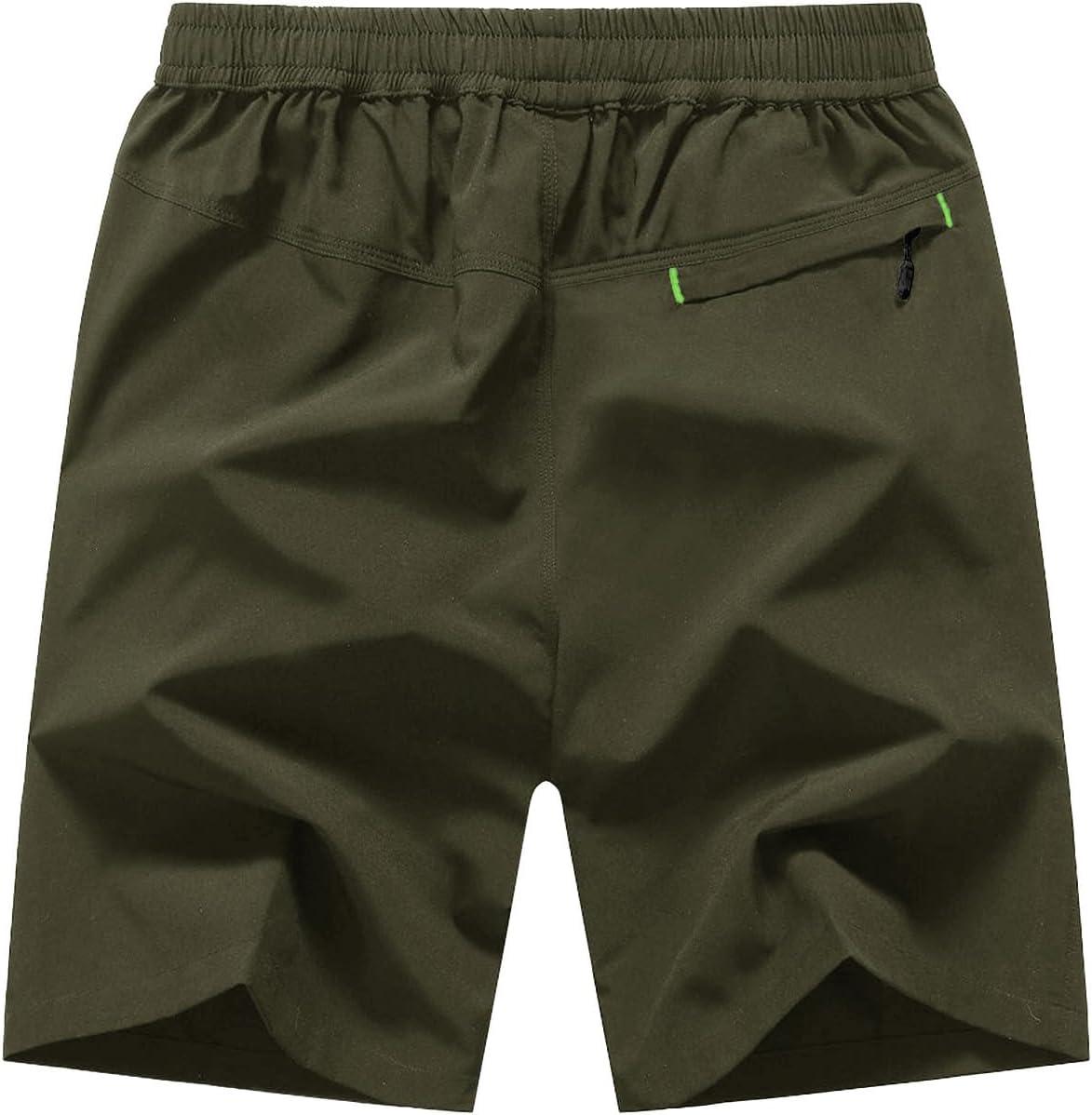 imageTBMPOY Mens 7quot Running Hiking Shorts Quick Dry Athletic Gym Outdoor Sports Workout Short 3 Zipper PocketsA28army GreenGreen