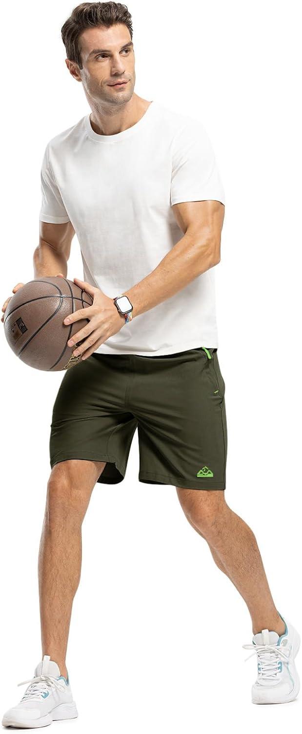 imageTBMPOY Mens 7quot Running Hiking Shorts Quick Dry Athletic Gym Outdoor Sports Workout Short 3 Zipper PocketsA28army GreenGreen