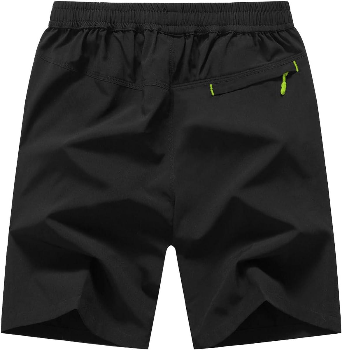 imageTBMPOY Mens 7quot Running Hiking Shorts Quick Dry Athletic Gym Outdoor Sports Workout Short 3 Zipper PocketsA29blackGreen