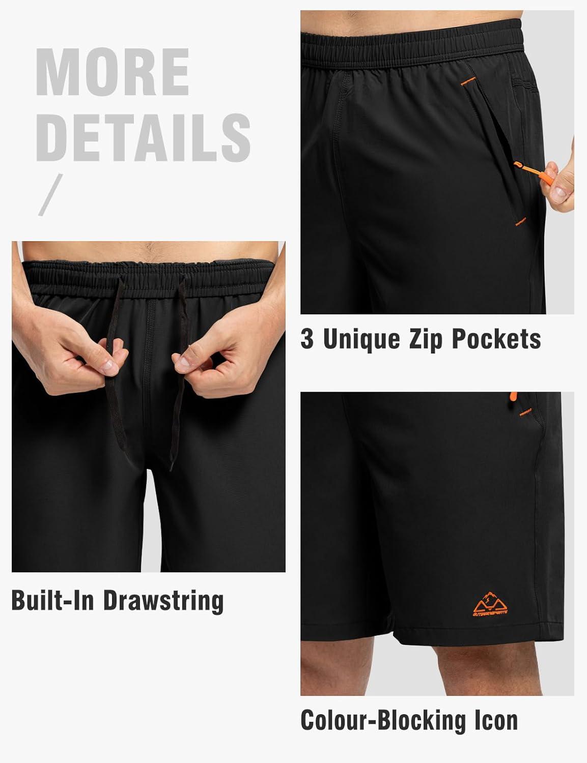 imageTBMPOY Mens 7quot Running Hiking Shorts Quick Dry Athletic Gym Outdoor Sports Workout Short 3 Zipper PocketsA2blackRed