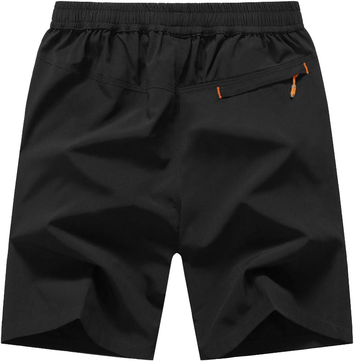 imageTBMPOY Mens 7quot Running Hiking Shorts Quick Dry Athletic Gym Outdoor Sports Workout Short 3 Zipper PocketsA2blackRed