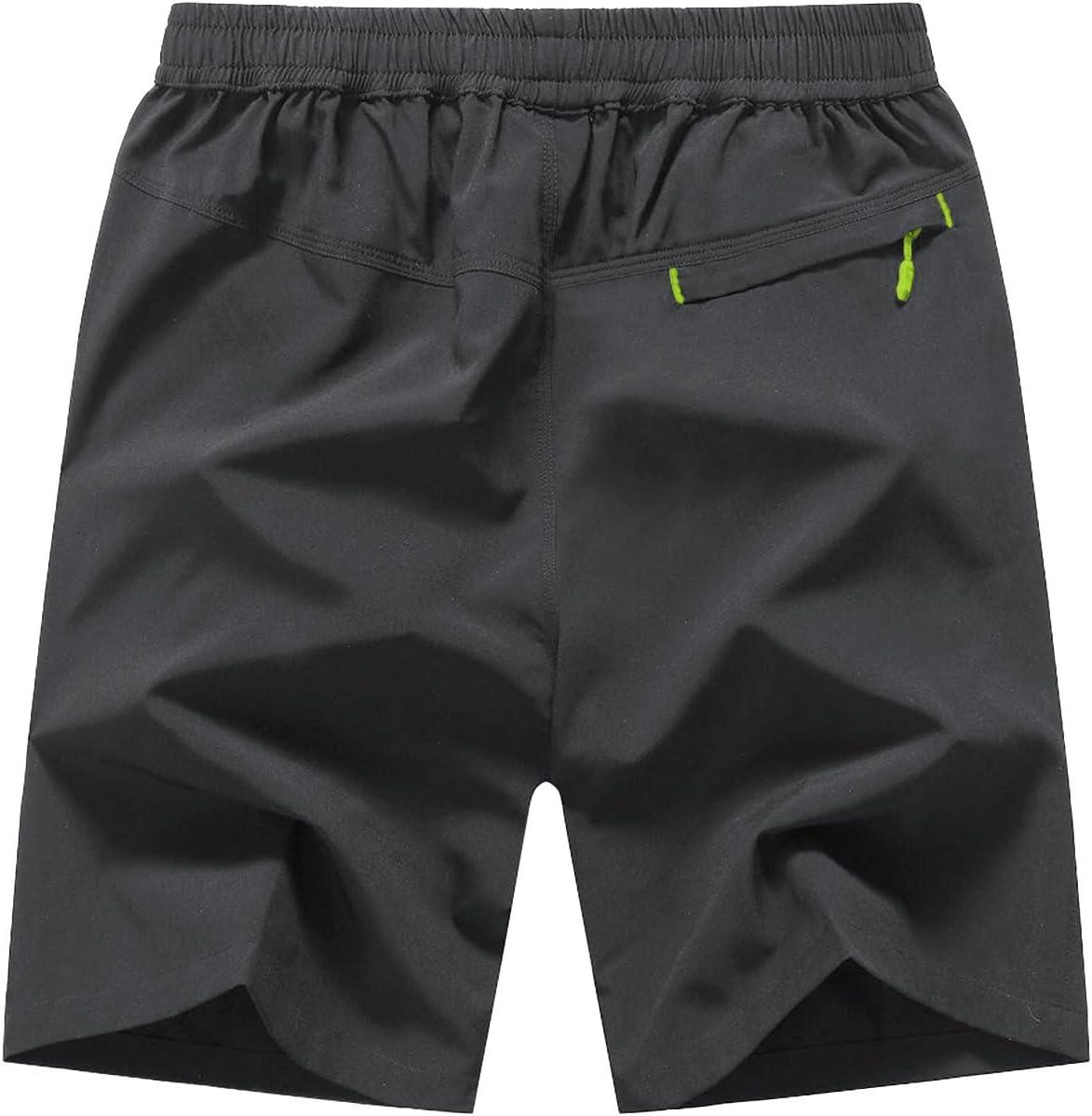 imageTBMPOY Mens 7quot Running Hiking Shorts Quick Dry Athletic Gym Outdoor Sports Workout Short 3 Zipper PocketsA30dark GreyGreen
