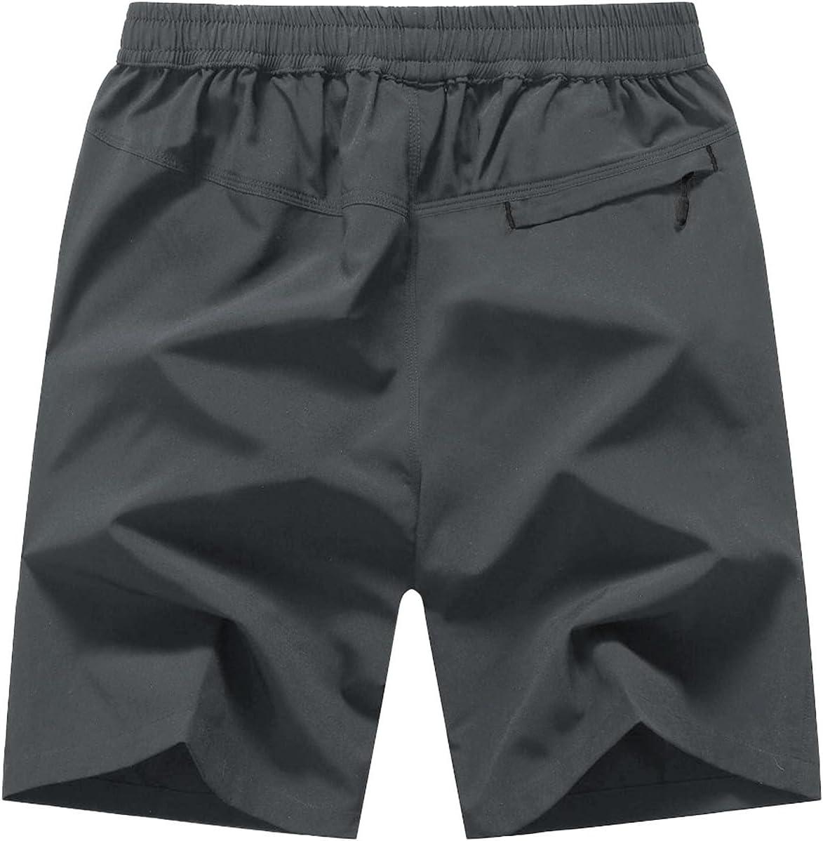 imageTBMPOY Mens 7quot Running Hiking Shorts Quick Dry Athletic Gym Outdoor Sports Workout Short 3 Zipper PocketsA3cool Gray